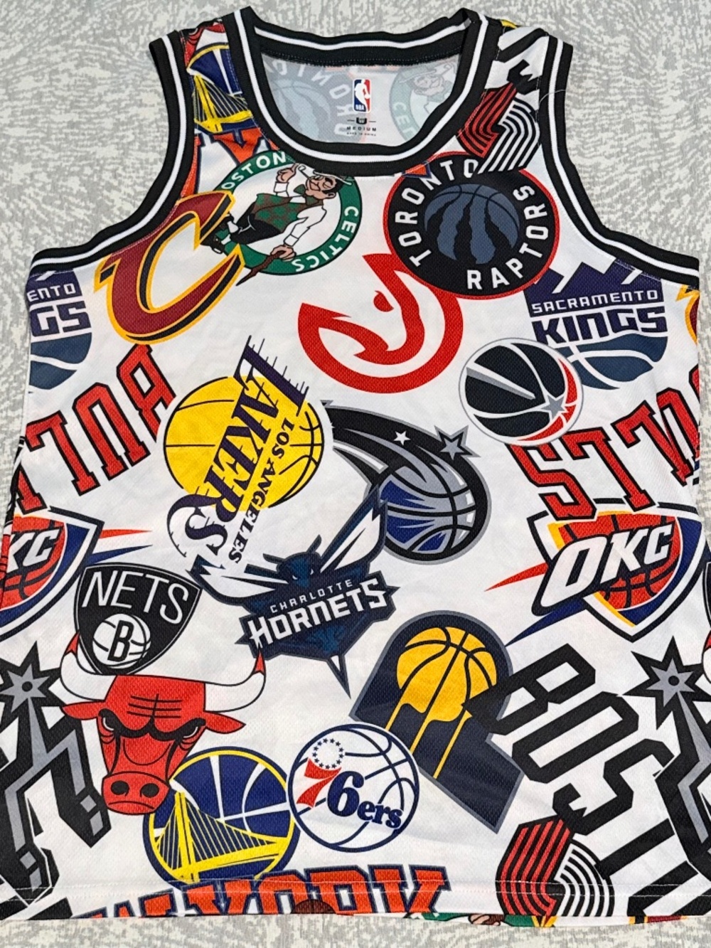 NBA All Over Print Multi-Team Logo Mesh Basketball Jersey - Medium